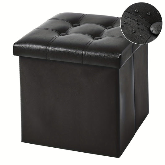Storage Faux Leather Folding Stool