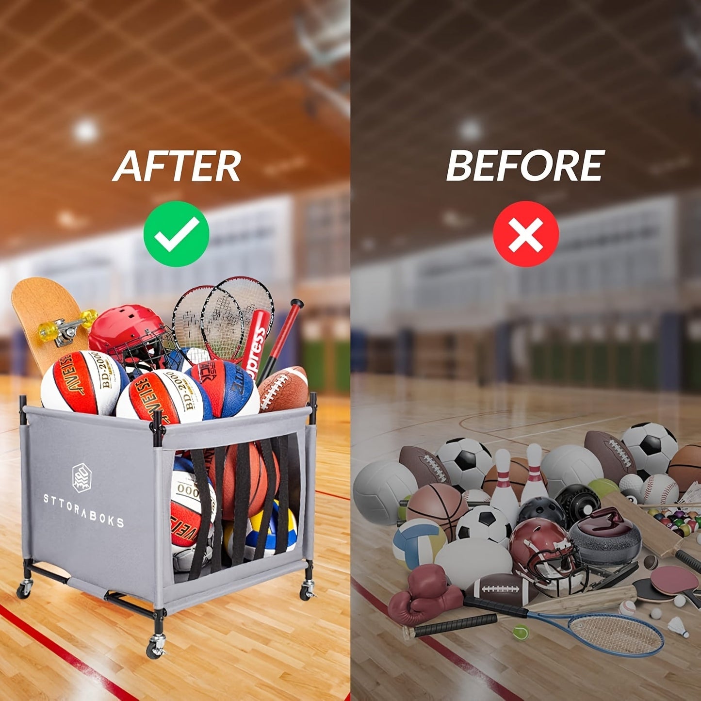 Ball Storage Cart with Wheels