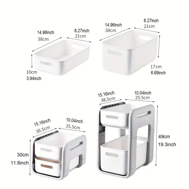 Drawer-Type Double-Layer Storage Rack with Wheels