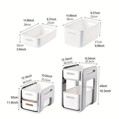 Drawer-Type Double-Layer Storage Rack with Wheels