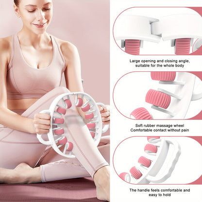 12-Wheel 360° Muscle Roller - Leg, Calf, Arm Massager(White)