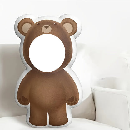 Custom Bear Face Plush Pillow Personalized Photo Toy