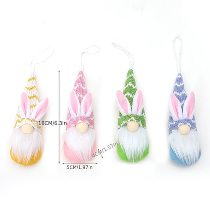 4-Pack Polyester Easter Bunny Hanging Ornaments