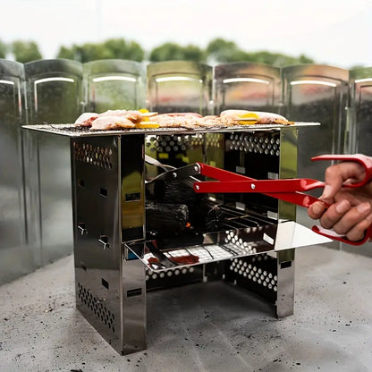 Portable Stainless Steel Wood Stove: Multi-functional Square Cookware(1pc)