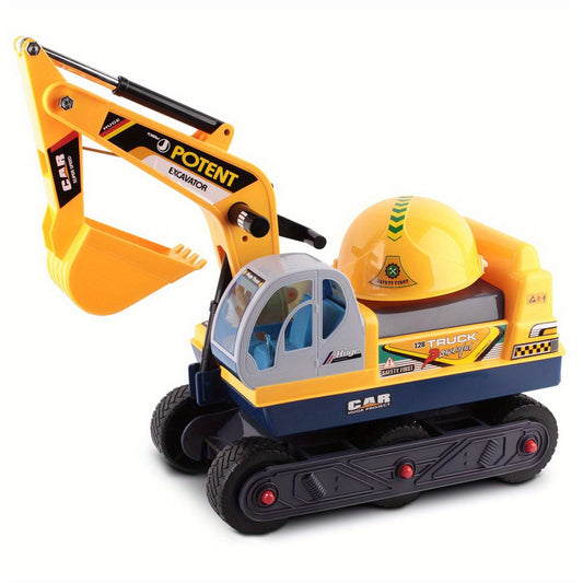 Ride-On Excavator Toy with Helmet