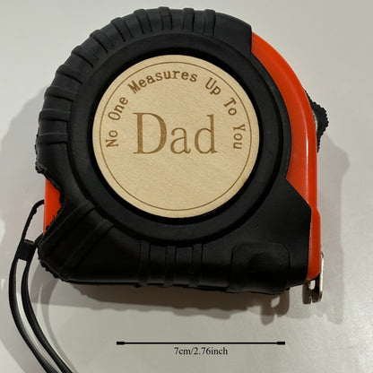 Unique 'No One Measures Up' Wooden Tape Measure – Orange Metal Lock