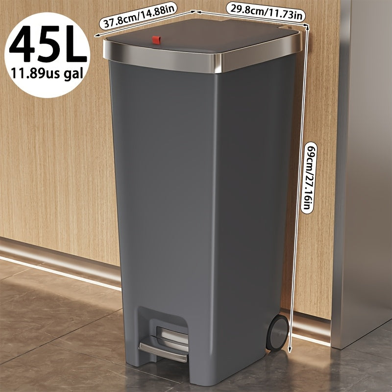 Foot Pedal Trash Can with Wheels