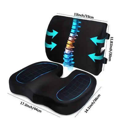 Orthopedic Memory Foam Seat Cushion and Lumbar Support Pillow Set