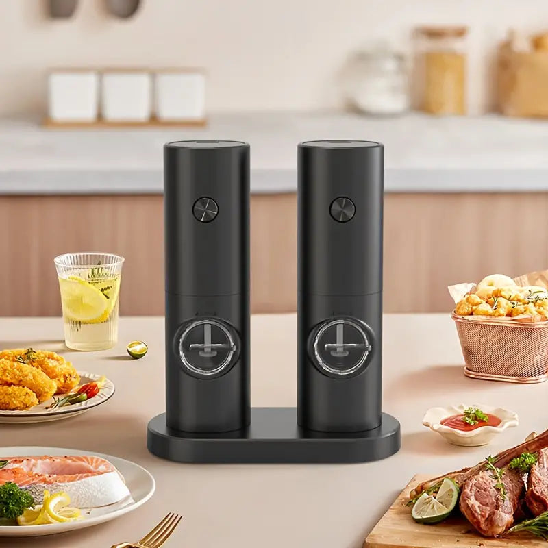 Electric Pepper Grinder Set - 2pcs Household Sea Salt Ginders
