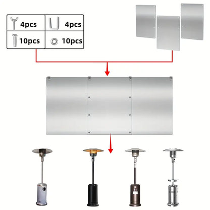 3 Panels Patio Heater Reflector Shield - Enhance Your Outdoor Heating Experience