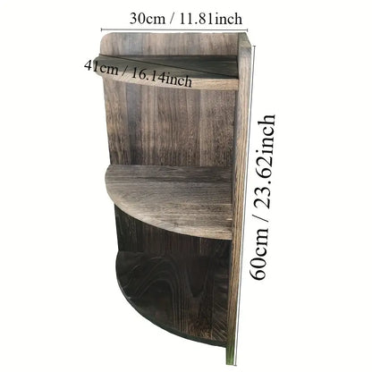 Vintage Solid Wood Corner Cabinet - Multi-Layer Sundries Organizer