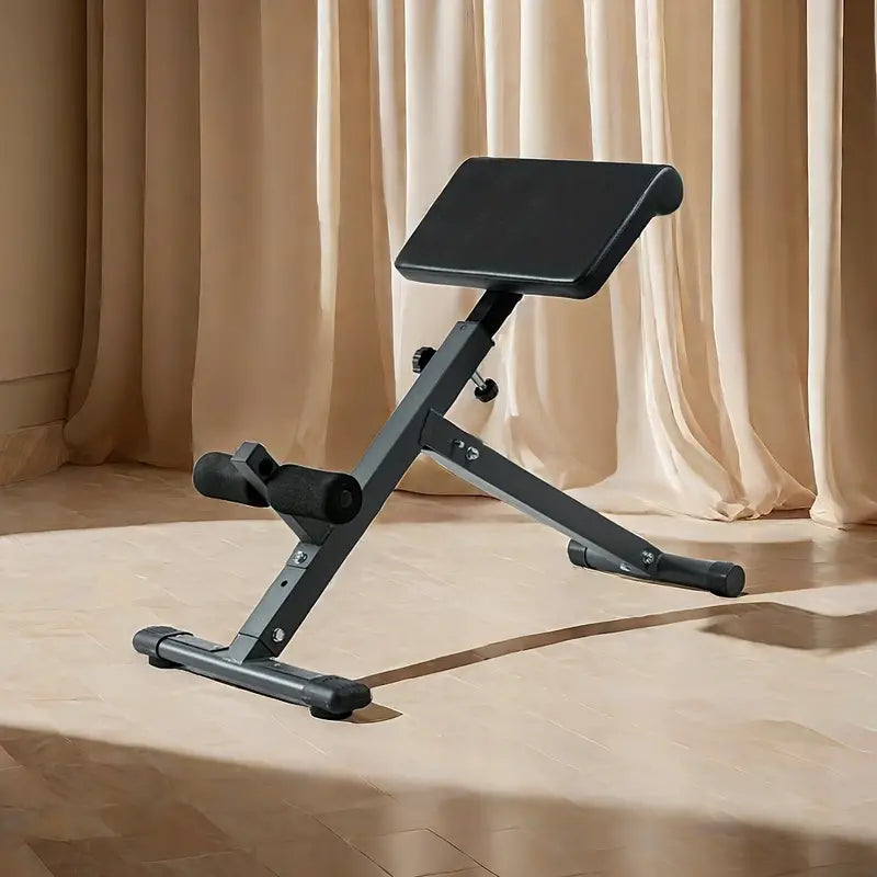 1pc Adjustable Roman Chair - Black, Waist and Abdomen Fitness Stool