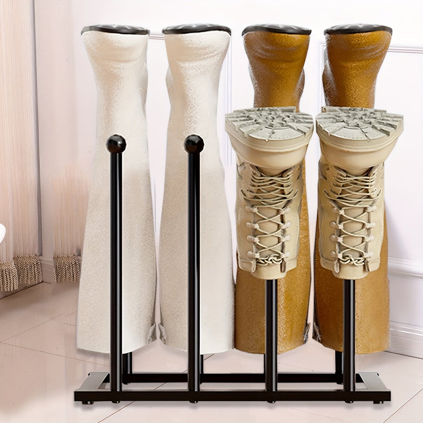 Black Metal Shoe Rack Organizer for Entryway