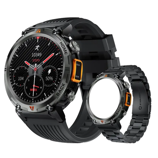 Smart Watch with Flashlight:Wireless Activity Tracker - Black/Orange