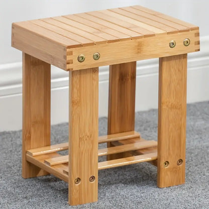 Bamboo Children's Small Stool - Square Shape, 25cm High