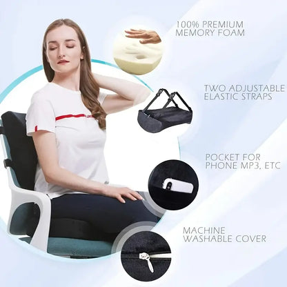 Orthopedic Memory Foam Seat Cushion and Lumbar Support Pillow Set