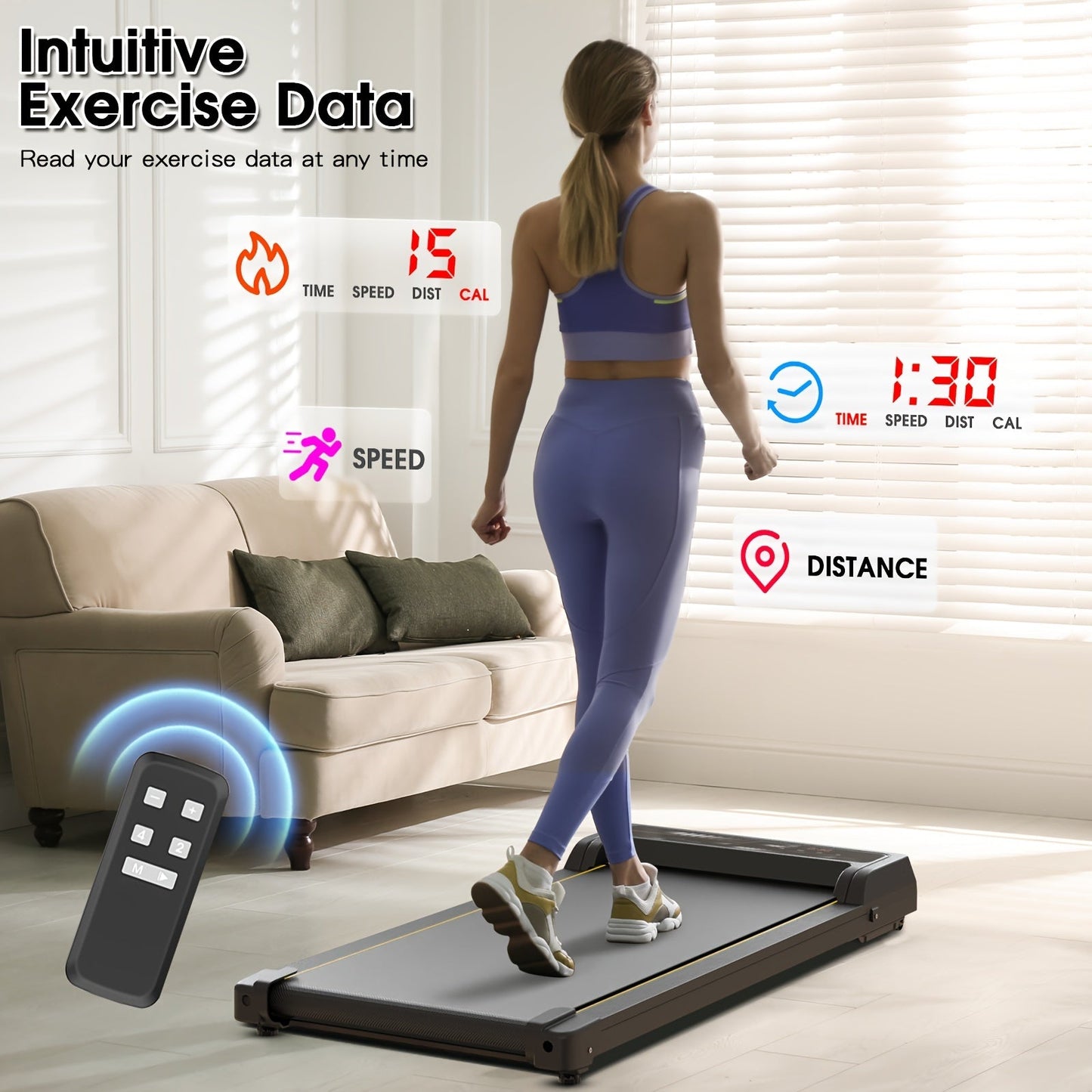 Under Desk Walking Pad - Home Gym Office Fitness Equipment(Black)