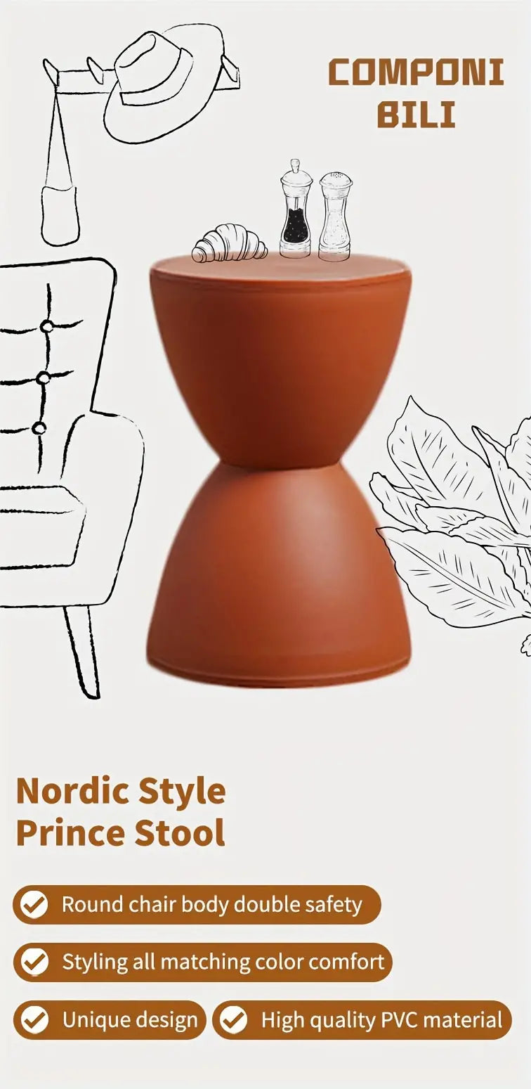 Hourglass-Shaped Plastic Storage Bench - Brownish Red