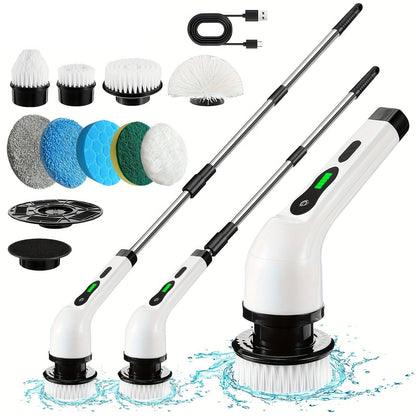 8 Brush Heads Cordless Electric Cleaner Handle