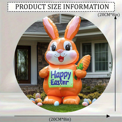 Carrot & Happy Sign Inflatable Easter Bunny