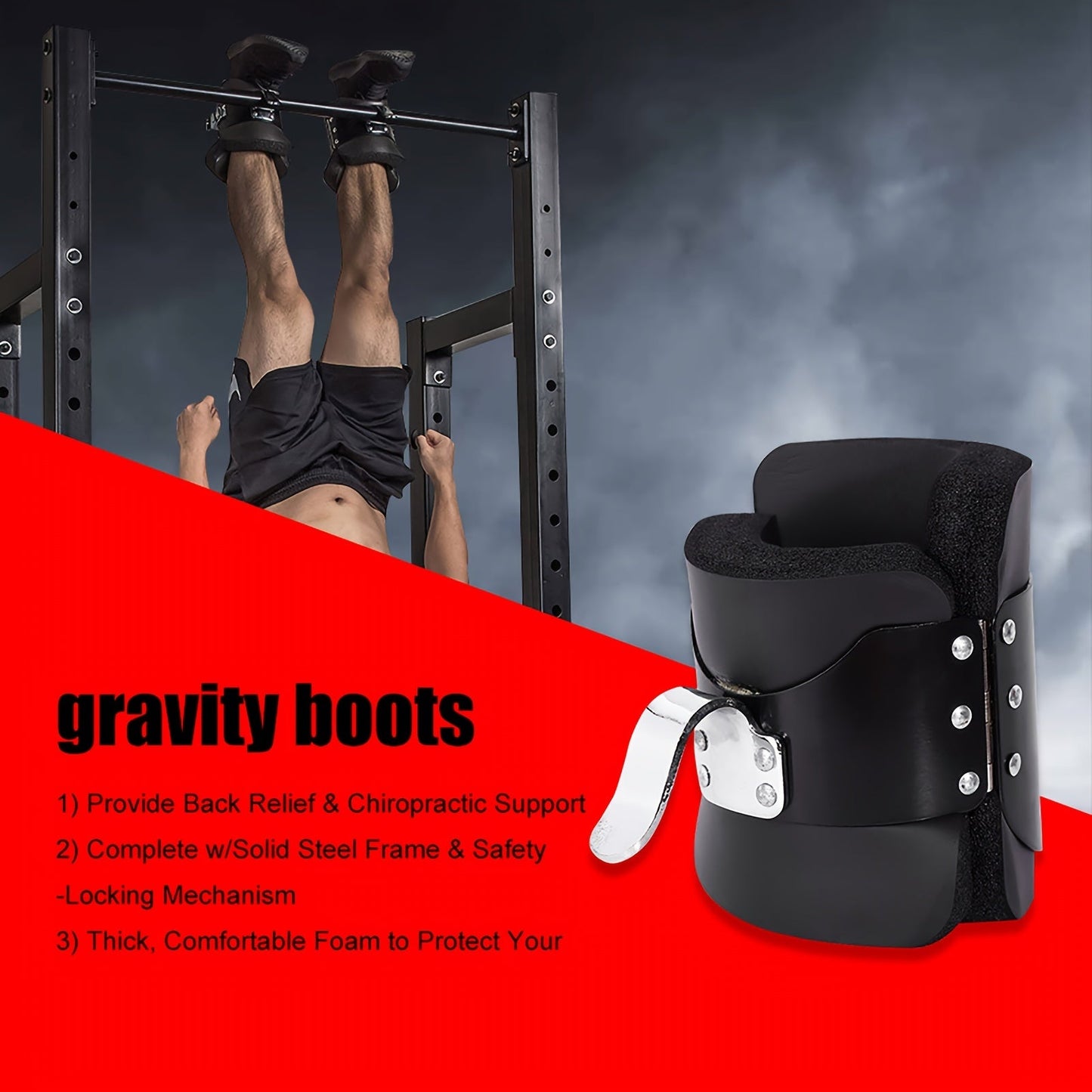 Solid Steel Frame Fitness Gravity/Inversion Boots(Black)