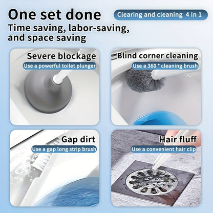 4-in-1 Wall-Mounted Toilet Brush Set