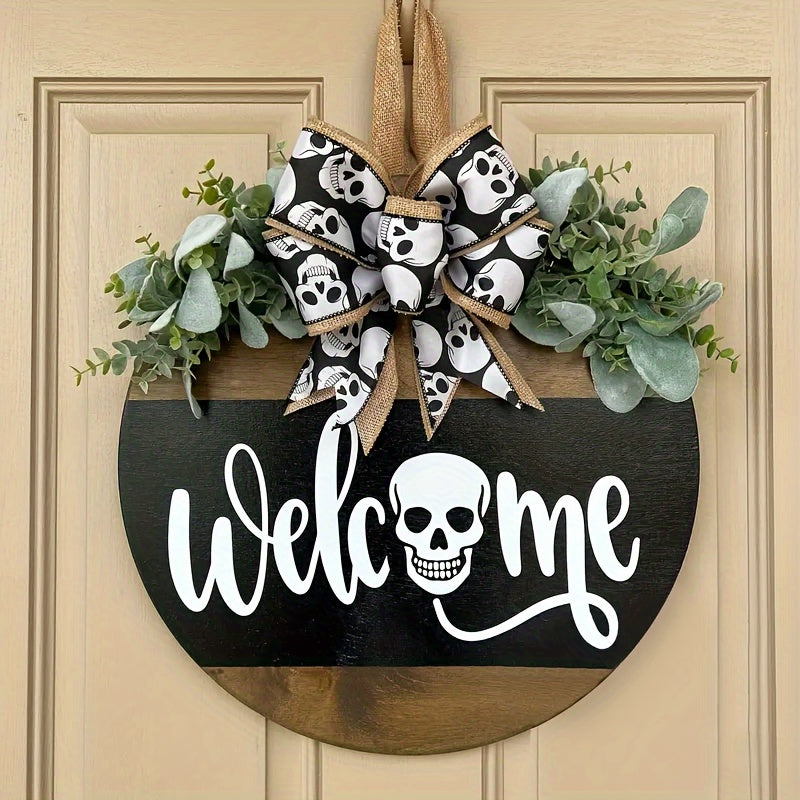 Halloween Skull Door Hanger Welcome Sign