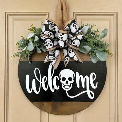 Halloween Skull Door Hanger Welcome Sign