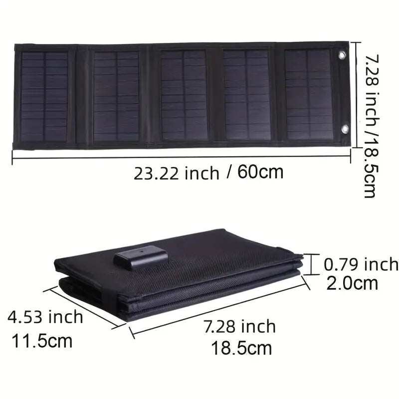 Portable Solar Foldable Charging Pack 35W USB 5V Output - Black