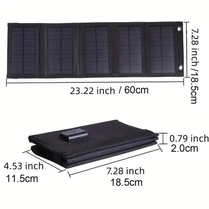 Portable Solar Foldable Charging Pack 35W USB 5V Output - Black