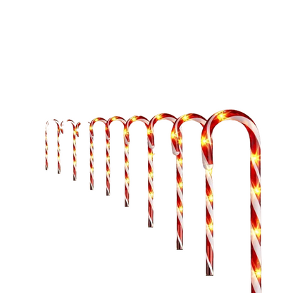 Set of 5 Solar-Powered Candy Cane Pathway Lights