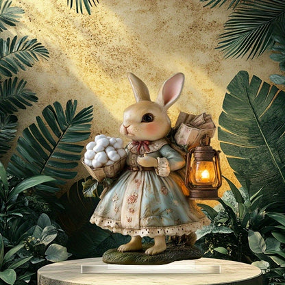 2D Boho Easter Bunny Acrylic Tabletop Statue