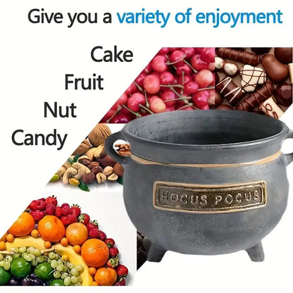 Mini Resin Pot With Black Stand - Witch Cauldron Serving Set