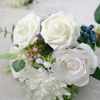 25-Piece Real Touch Ivory Roses: Artificial Flowers for Timeless Elegance