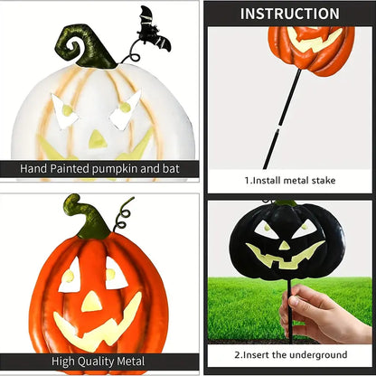 Spooktacular Glow: Set of 4 Halloween Fluorescent Pumpkin Yard Signs