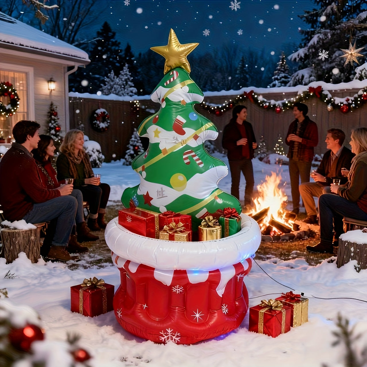 Inflatable Outdoor Christmas Tree with Santa
