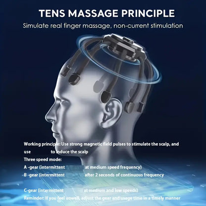 Rechargeable 8-Finger Scalp Massager - Black