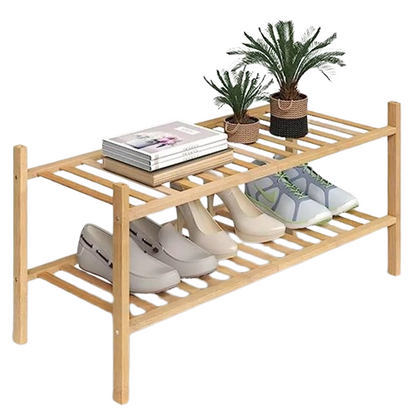 Experience the natural charm of bamboo with our Double-Layer Shoe Rack