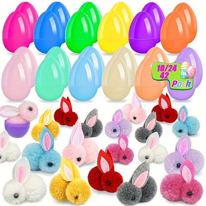 42pcs Colorful Easter Eggs with Stuffed Bunny Animals