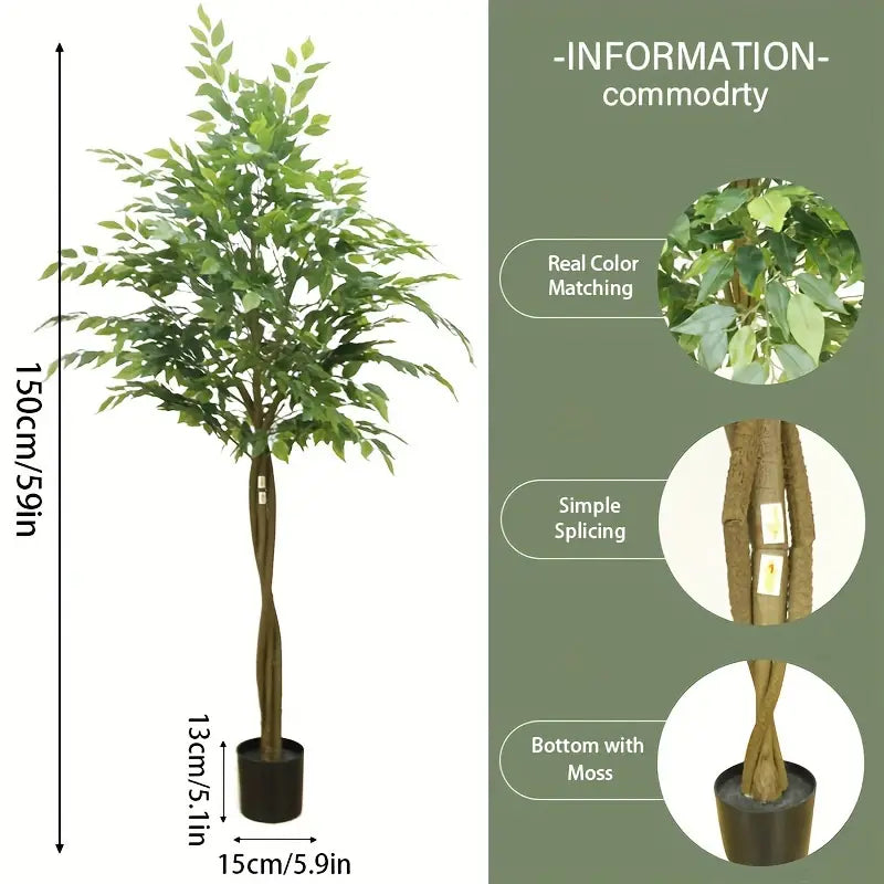 Nearly Natural 160.02cm Artificial Ficus Palm Tree in Pot