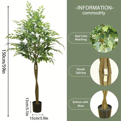 Nearly Natural 160.02cm Artificial Ficus Palm Tree in Pot