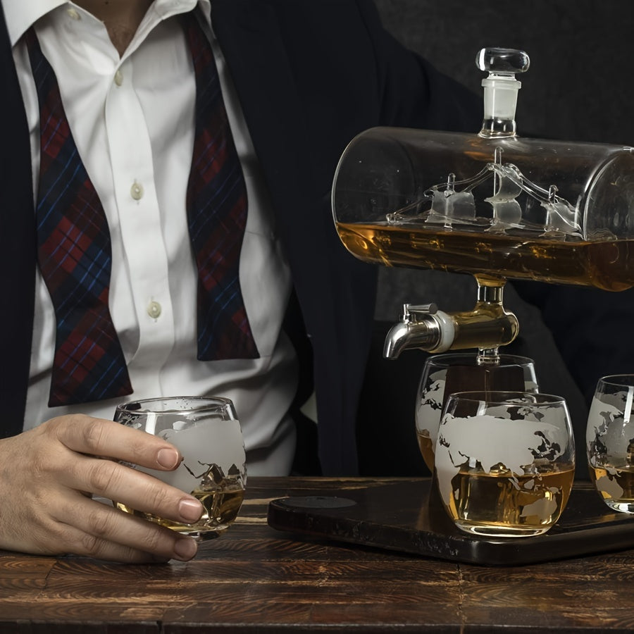 Skull Globe Wine Aerator Set with 4 Glasses