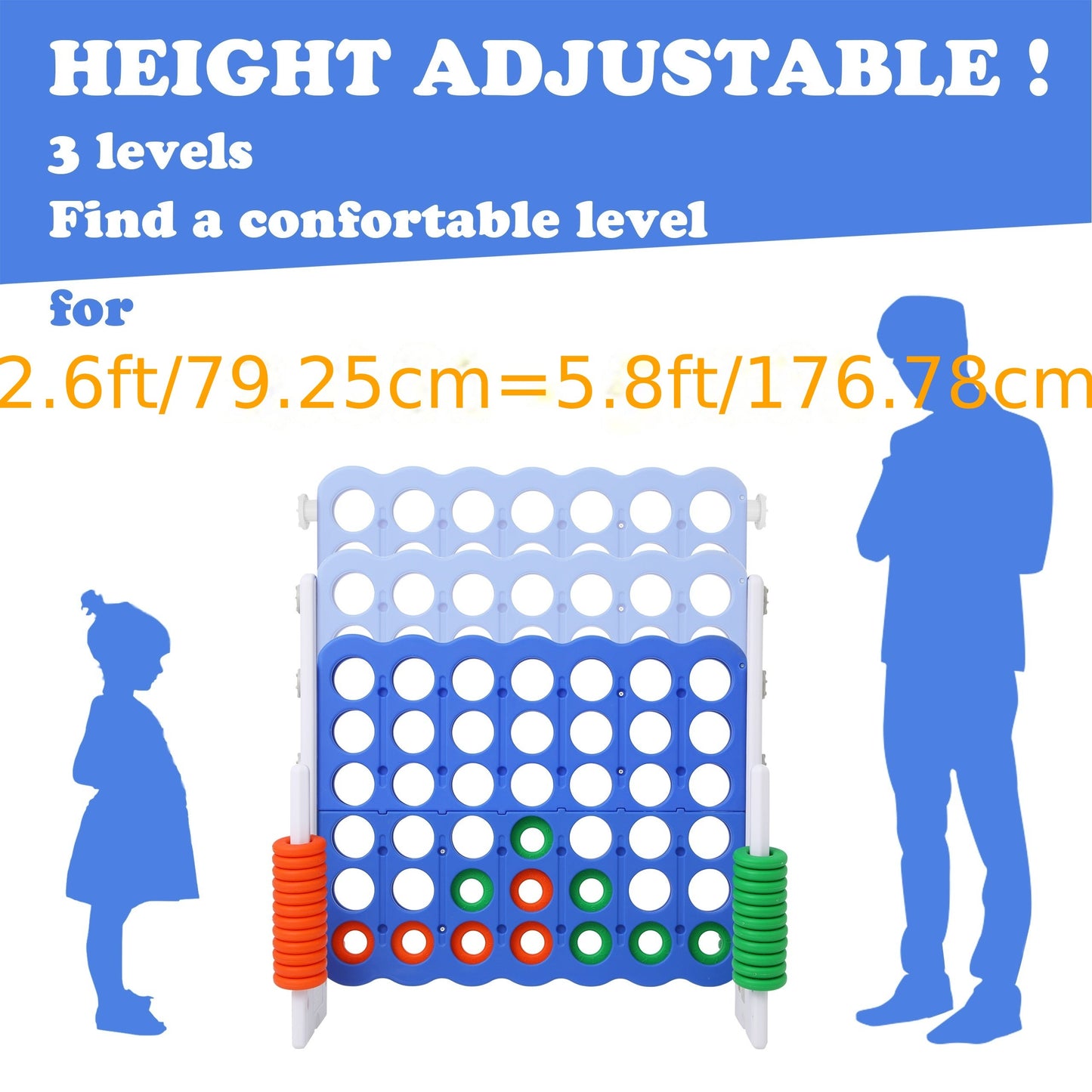 Height Adjustable Giant 4-in-A-Row Game Set