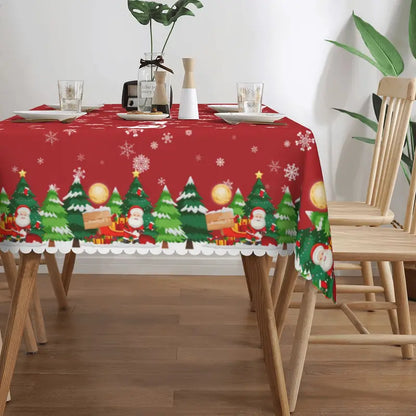 Transform Your Table with 1pc Merry Christmas Polyester Tablecloth