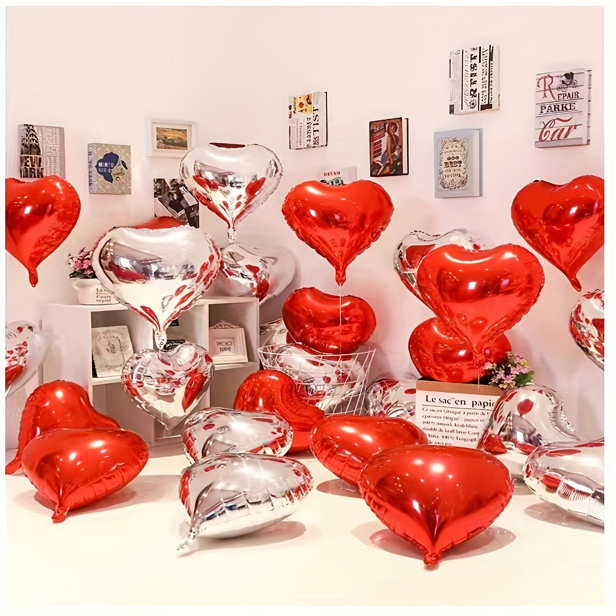 15pcs Red Heart Love Aluminum Balloons