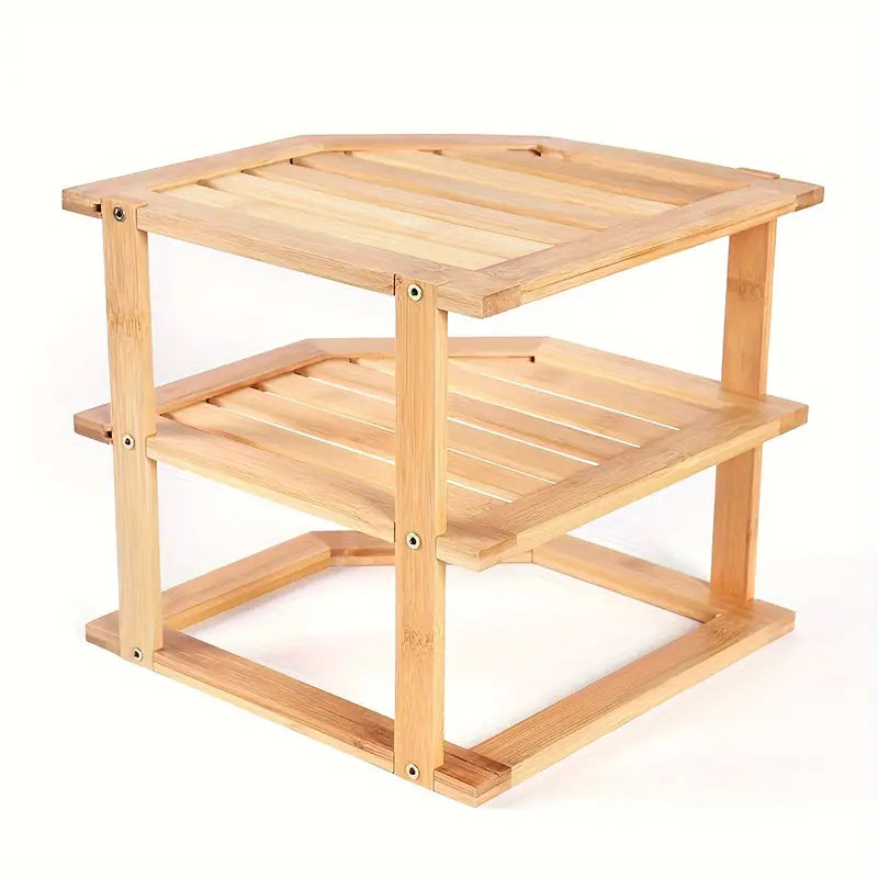 Bamboo Multi-Layer Corner Shelf - Stylish and Space-Saving Kitchen Storage