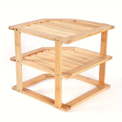 Bamboo Multi-Layer Corner Shelf - Stylish and Space-Saving Kitchen Storage