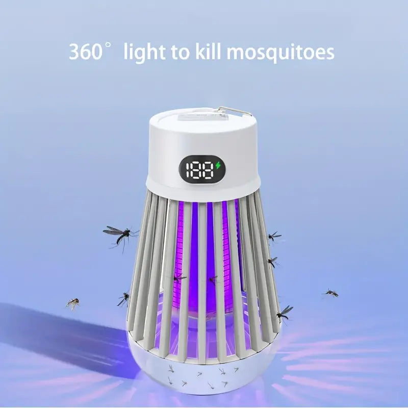 Electric Mosquito Killer Lamp & LED Light Combo - USB Rechargeable Bug Zapper- White