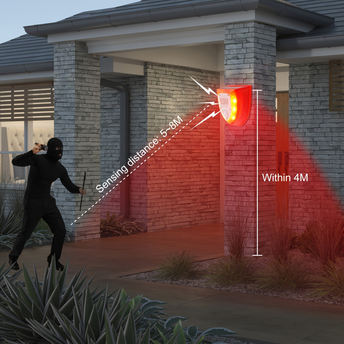 Solar Motion Alarm with Dog Bark & Gunshot Sound (3 pcs)