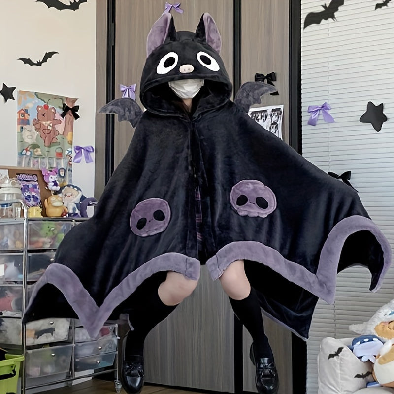 Chill-Proof Cozy Bat-Themed Hooded Wearable Blanket